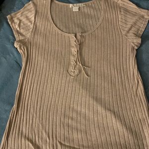 Short sleeve tan blouse